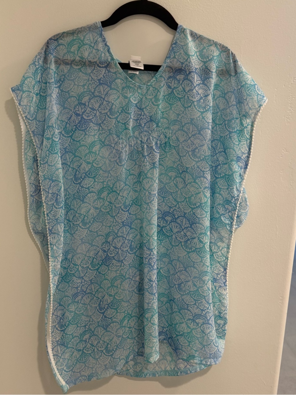 Adorable turquoise blue shell swimsuit cover up